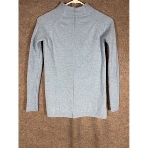 Forte Cashmere Mock Neck Sweater Womens XS Light Blue Heathered Knit Pullover
